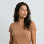Beige Ribbed Knit T-shirt